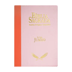 BÍBLIA ARC LETRA JUMBO COM HARPA AVIVADA E CORINHOS - CAPA LARANJA E ROSA