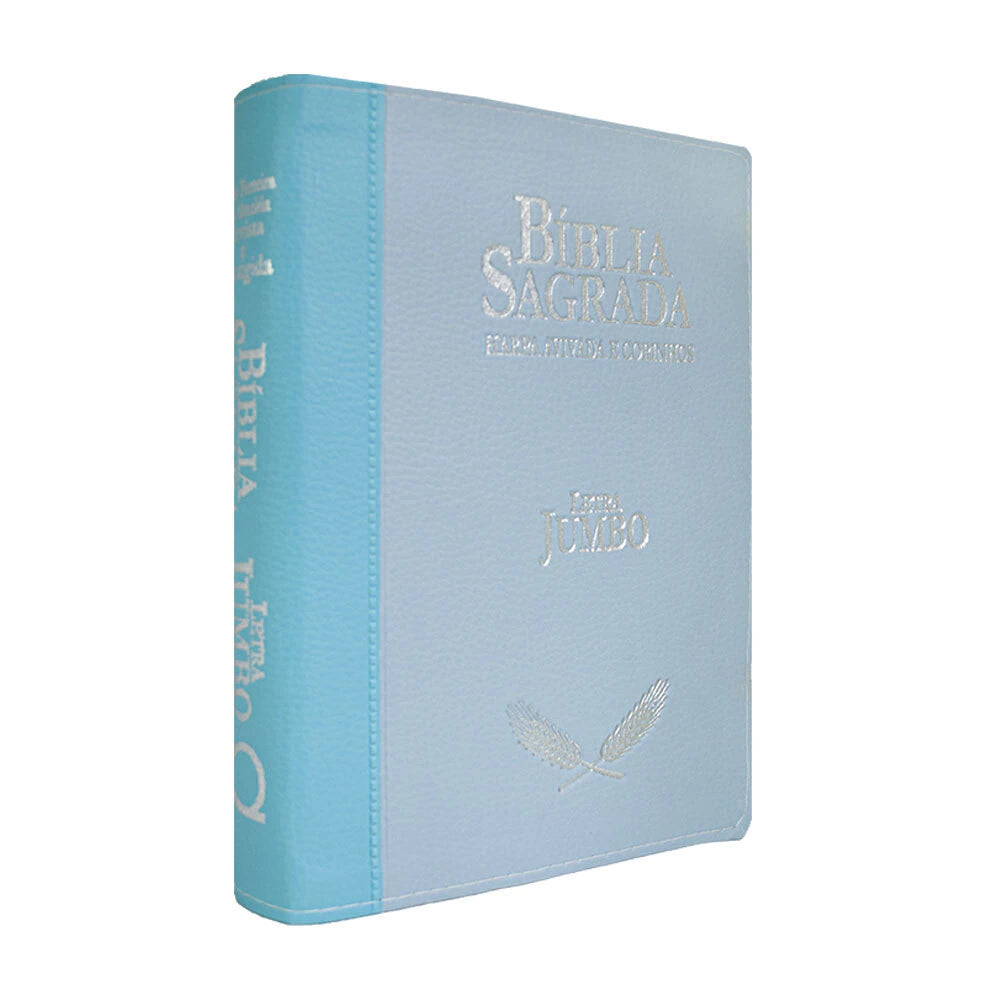 BÍBLIA ARC LETRA JUMBO COM HARPA AVIVADA E CORINHOS - CAPA AZUL E AZUL CLARO
