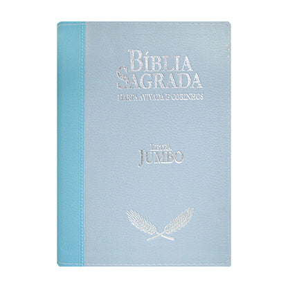 BÍBLIA ARC LETRA JUMBO COM HARPA AVIVADA E CORINHOS - CAPA AZUL E AZUL CLARO