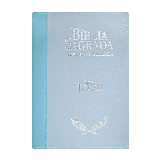 BÍBLIA ARC LETRA JUMBO COM HARPA AVIVADA E CORINHOS - CAPA AZUL E AZUL CLARO