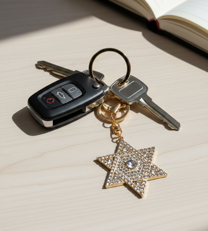 CHAVEIRO ESTRELA DE DAVI EM CRISTAIS