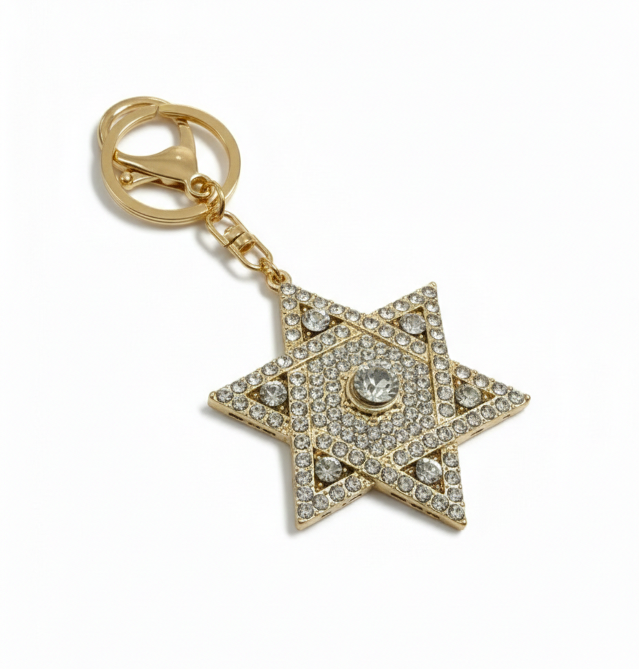 CHAVEIRO ESTRELA DE DAVI EM CRISTAIS