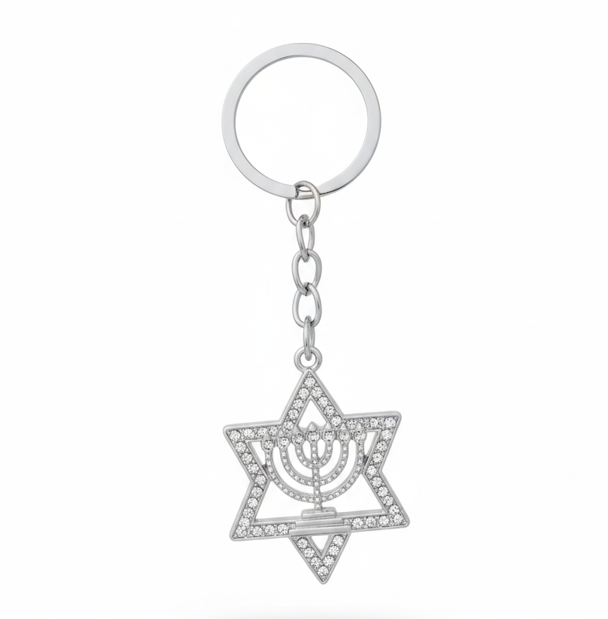 CHAVEIRO ESTRELA DE DAVI E MENORÁ