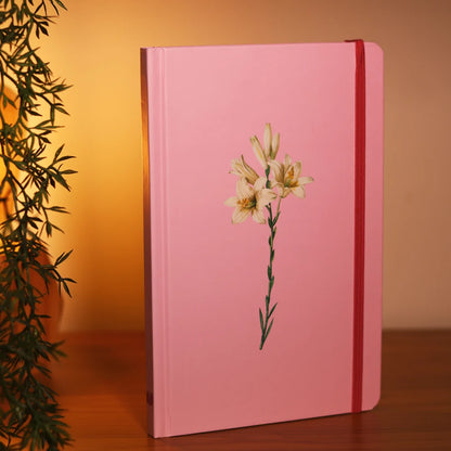 CADERNO MOLESKINE ROSA | COM PAUTA | CAPA LÍRIOS