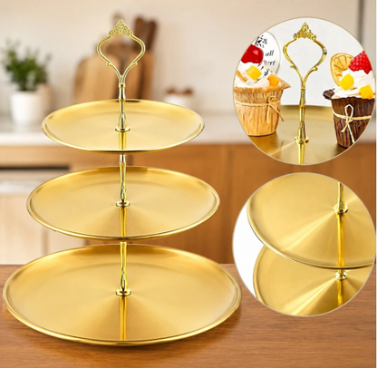 PORTA FRUTAS DE LUXO - 3 ANDARES | DOURADO ACETINADO