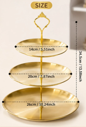 PORTA FRUTAS DE LUXO - 3 ANDARES | DOURADO ACETINADO