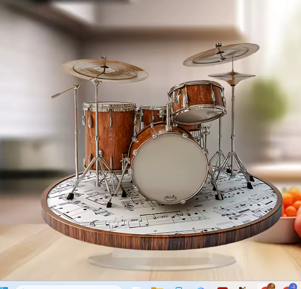 PLACA DECORATIVA INSTRUMENTO BATERIA MUSICAL EM ESTILO PLANO 2D