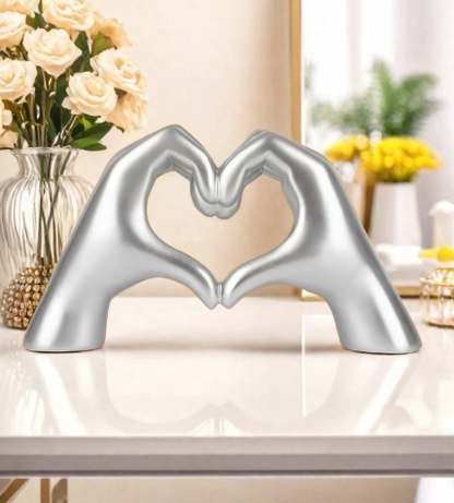 Objeto Decorativo Mãos em Coração – Prata
