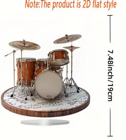 PLACA DECORATIVA INSTRUMENTO BATERIA MUSICAL EM ESTILO PLANO 2D