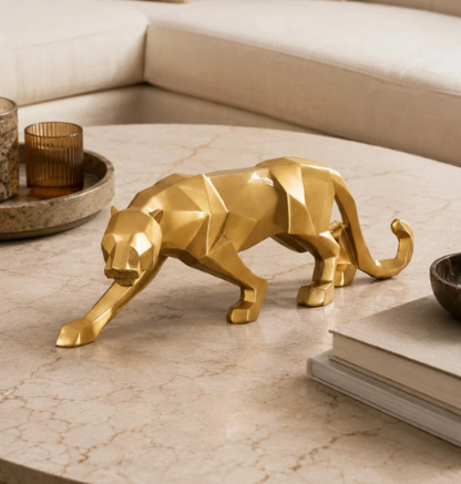 Objeto decorativo leopardo geométrico dourado