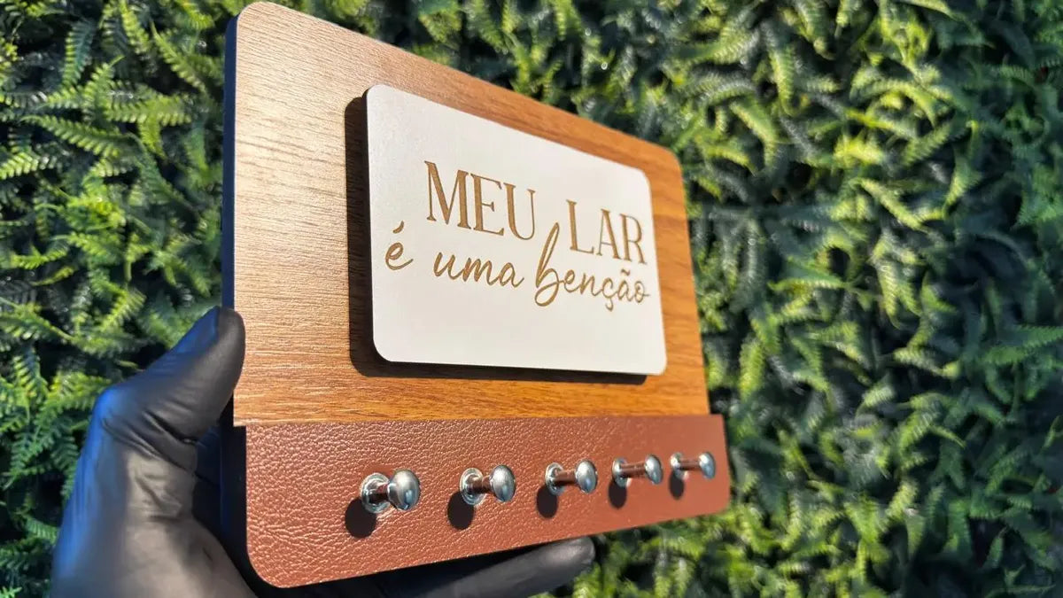 Porta chaves MDF com acabamento em couro - Meu Lar é uma bênção (Cópia)