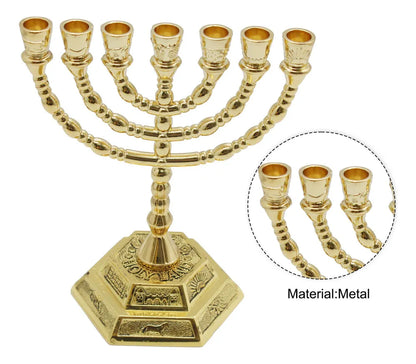 Candeladro Menorá Gold Templo Judaico 13x10 cm