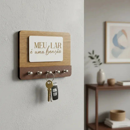 Porta chaves MDF com acabamento em couro - Meu Lar é uma bênção (Cópia)