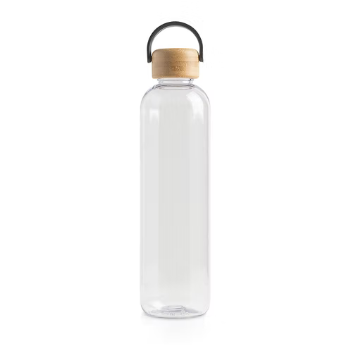 GARRAFA 1000ML EM TRITAN C/ TAMPA EM BAMBU — PRETO