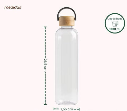 1000ml tritan bottle with bamboo lid - Black