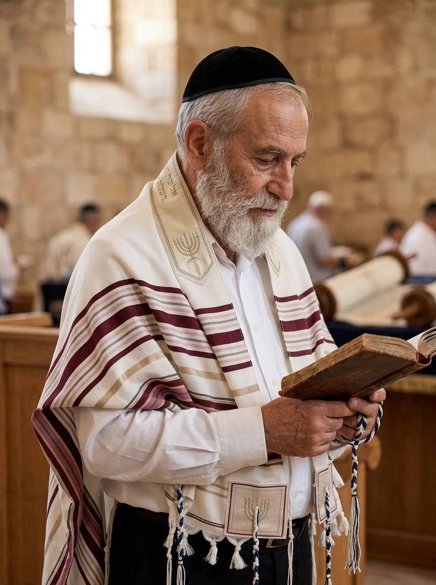 Jewish Tallit - Burgundy