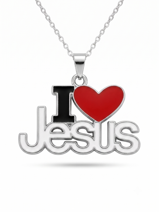 COLAR PINGENTE "I LOVE JESUS" – FÉ E ESTILO