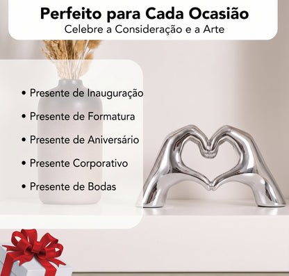 Objeto Decorativo Mãos em Coração – Prata
