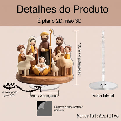 PLACA DECORATIVA EM ACRILICO NATIVIDADE 2D - TAM 10CM