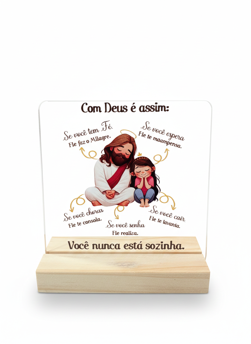 IMPRESSÃO PLANO EM ACRÍLICO EM 2D "COM DEUS É ASSIM"