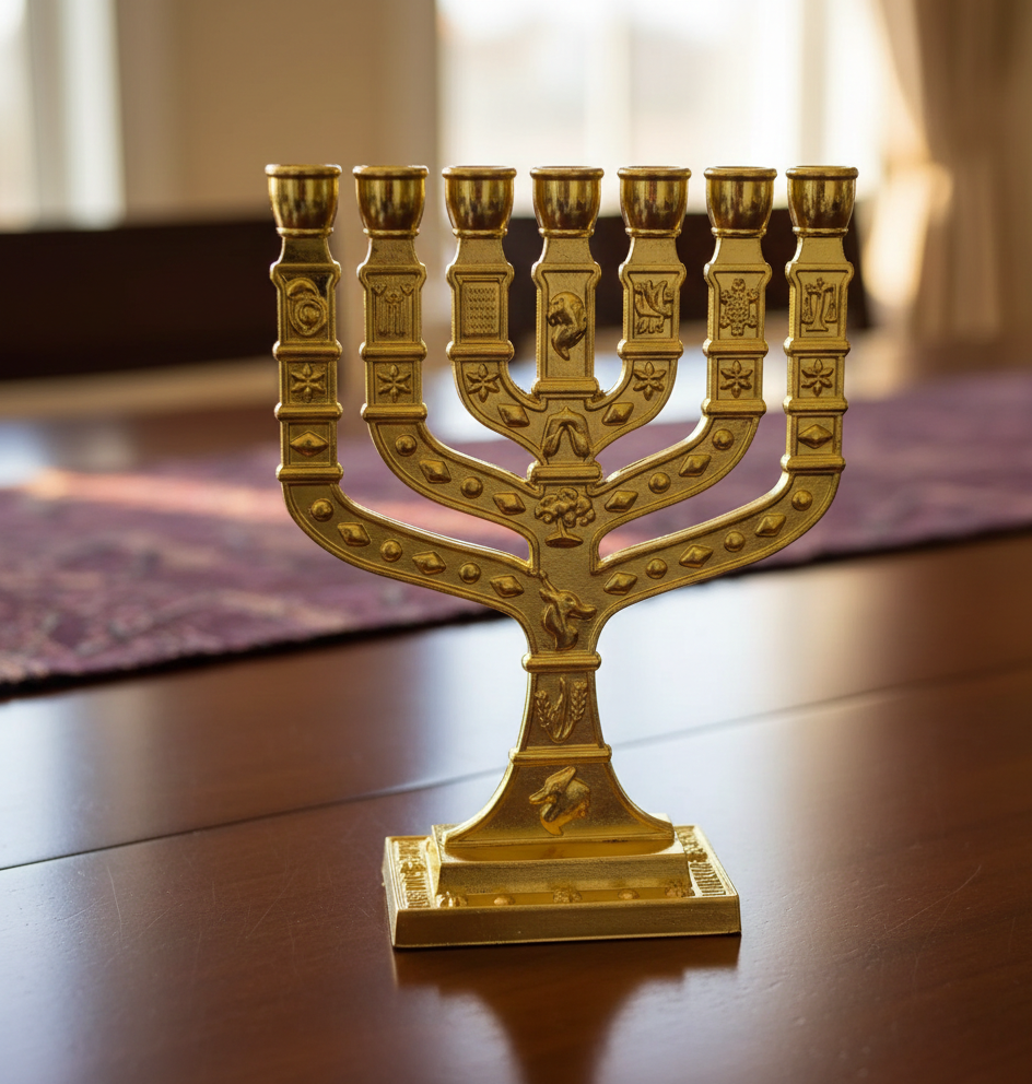 CANDELABRO MENORÁ DOURADO 7 BRAÇOS