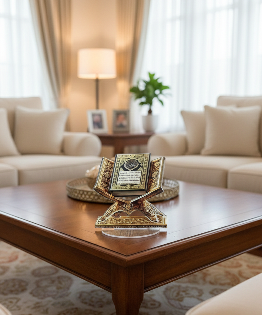 PORTA-BÍBLIA DE MESA LUXO COM ACABAMENTO DOURADO
