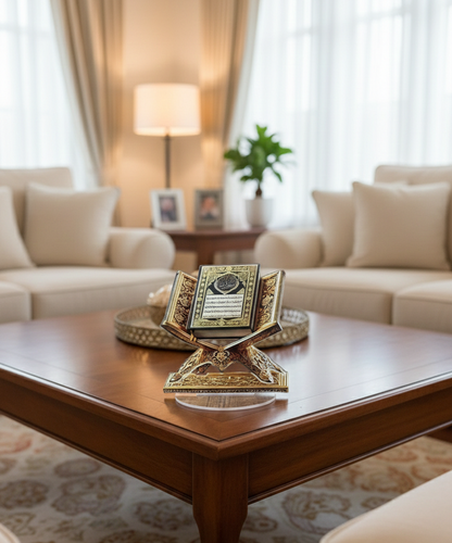 PORTA-BÍBLIA DE MESA LUXO COM ACABAMENTO DOURADO
