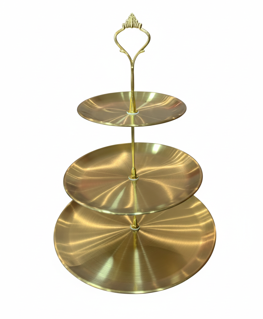 PORTA - PÃES E CÁLICE DE LUXO - 3 ANDARES | DOURADO ACETINADO