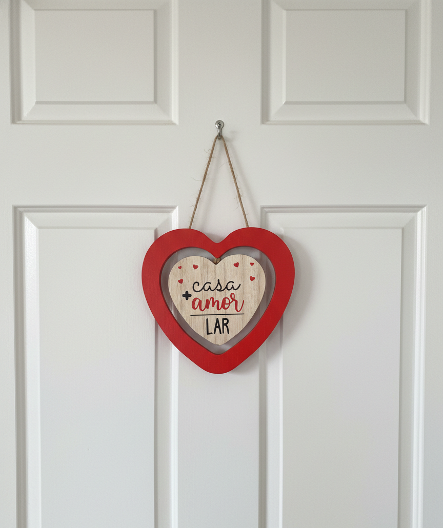 PLACA DECORATIVA CORAÇÃO | CASA + AMOR = LAR