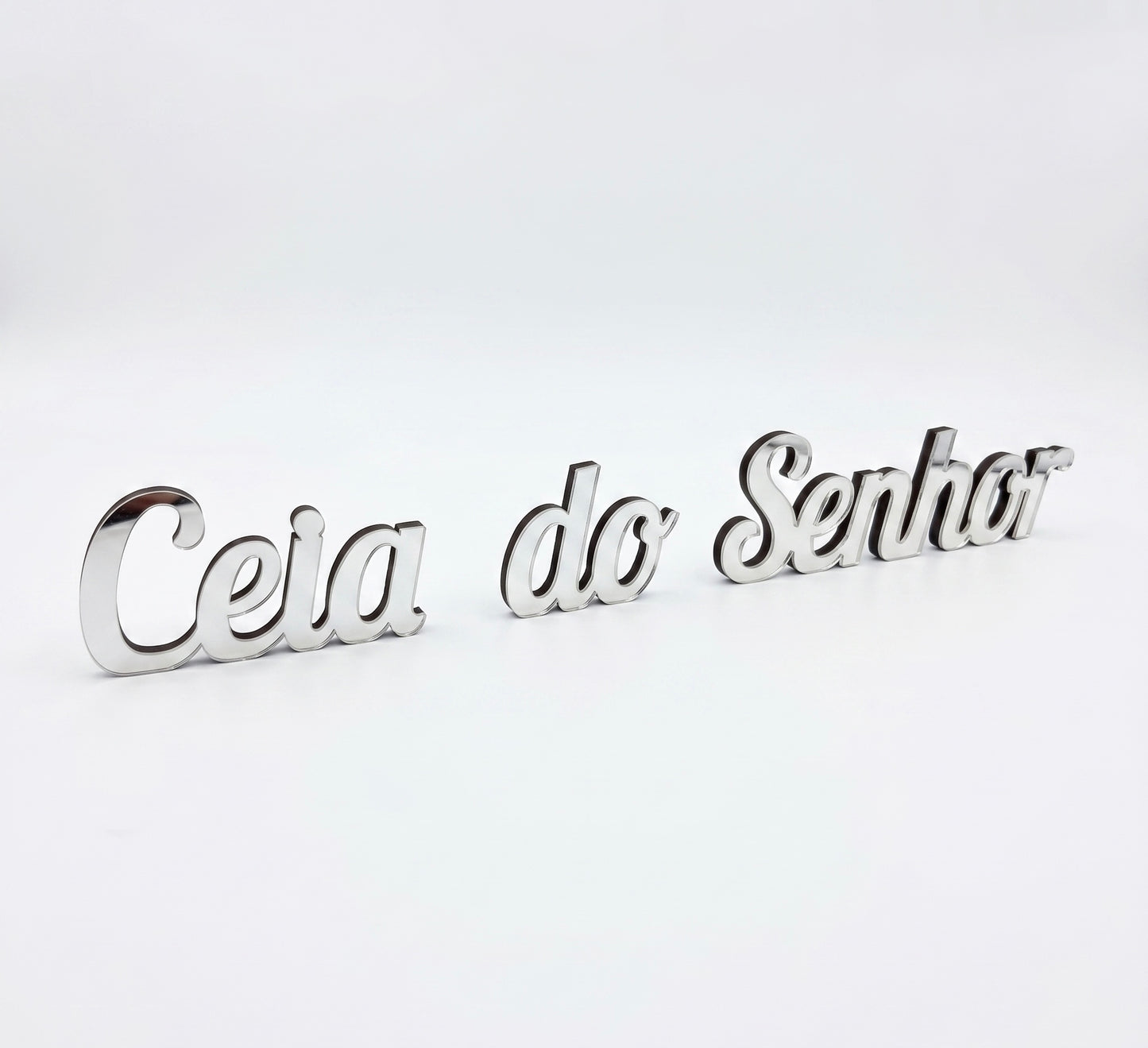PLACA CEIA DO SENHOR ACRÍLICO PRATA 50X10CM