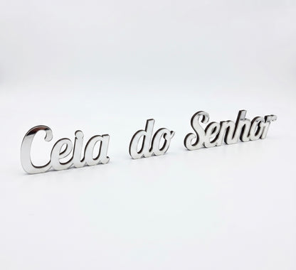 PLACA CEIA DO SENHOR ACRÍLICO PRATA 50X10CM