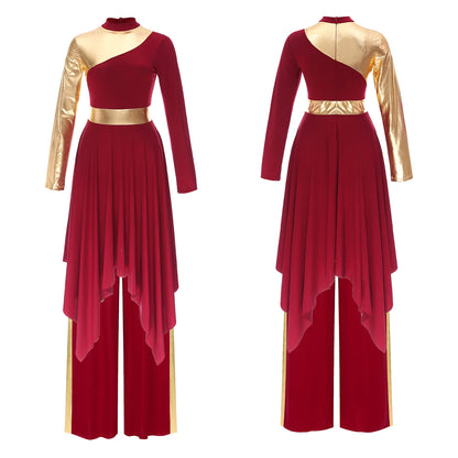 Vestido de Coreografia com detalhe Metálico e Calças