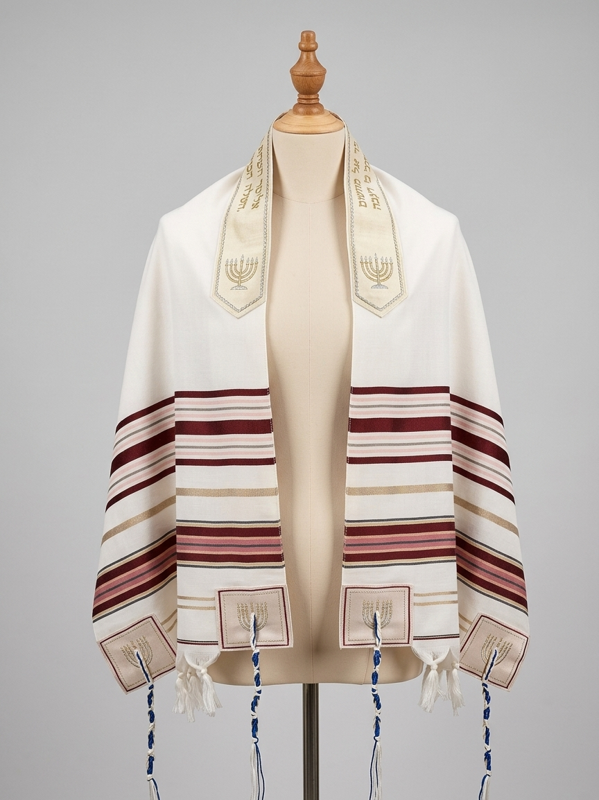 Jewish Tallit - Burgundy