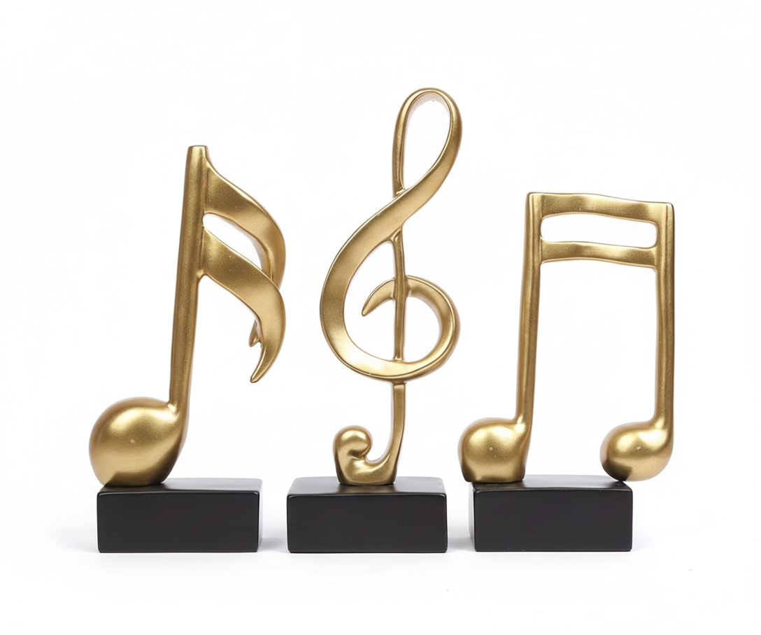 TRIO DE ESCULTURAS MUSICAIS GOLDEN MELODY