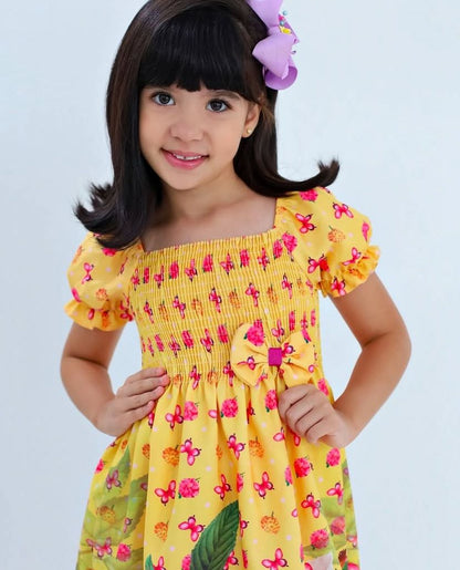 Yellow floral puffy hair - 2 years