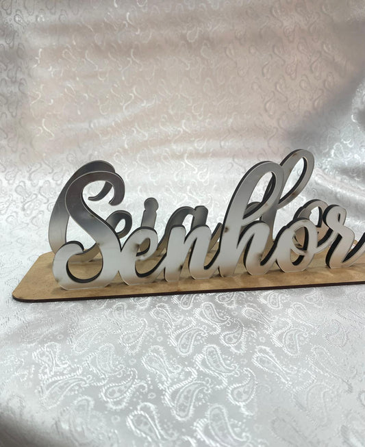 PLACA CEIA DO SENHOR ACRÍLICO PRATA 50X10CM