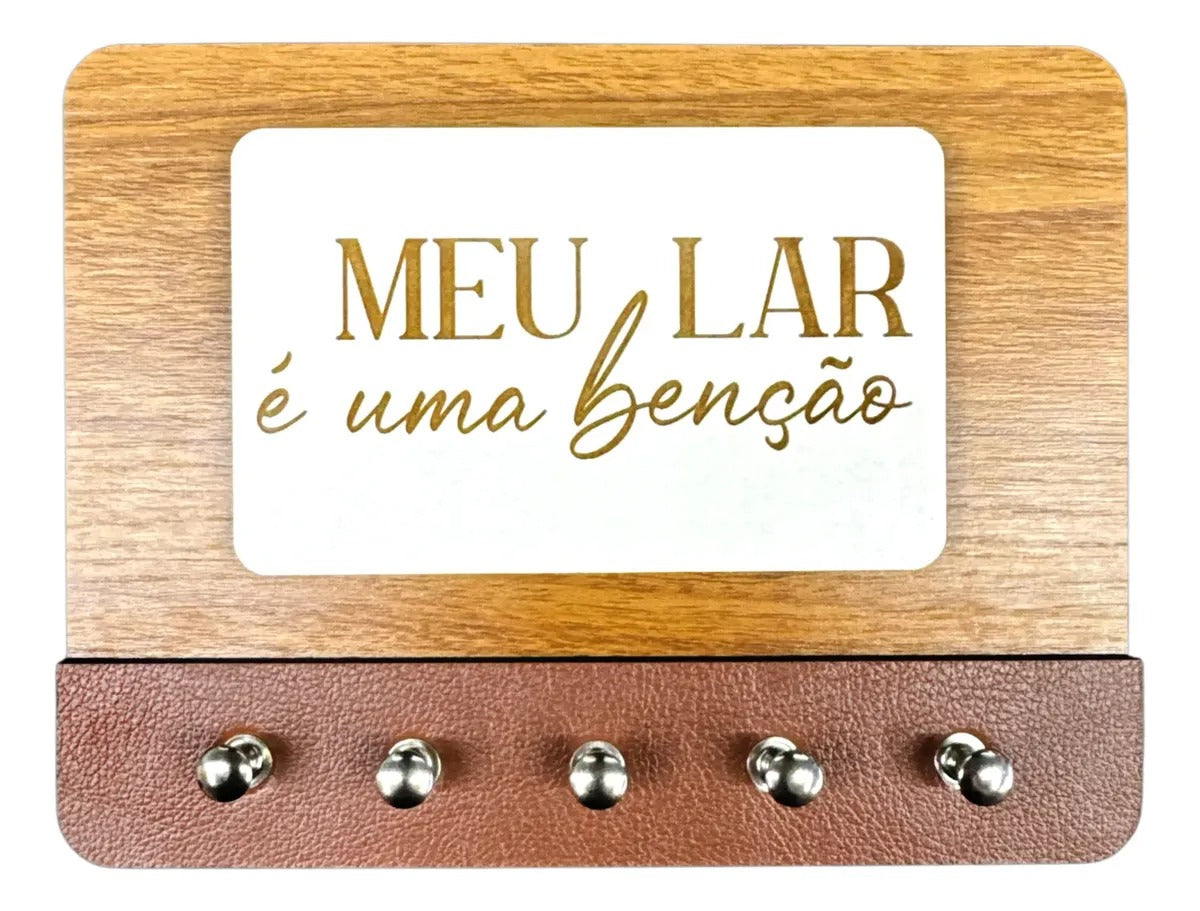 Porta chaves MDF com acabamento em couro - Meu Lar é uma bênção (Cópia)