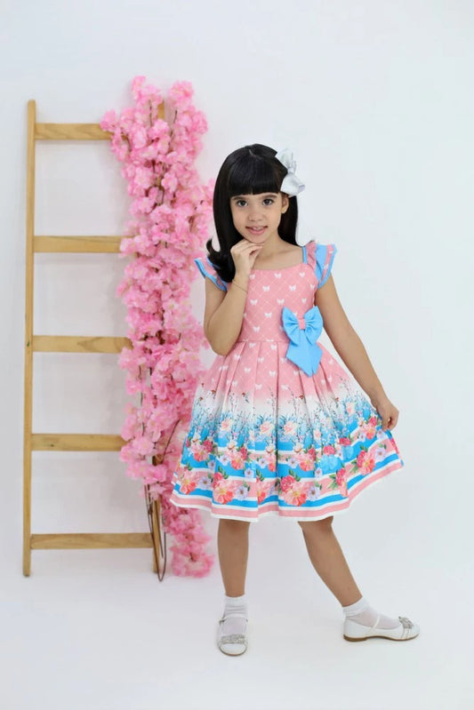 Vestido Luxo Nude Japonesa lacinhos - 8 anos