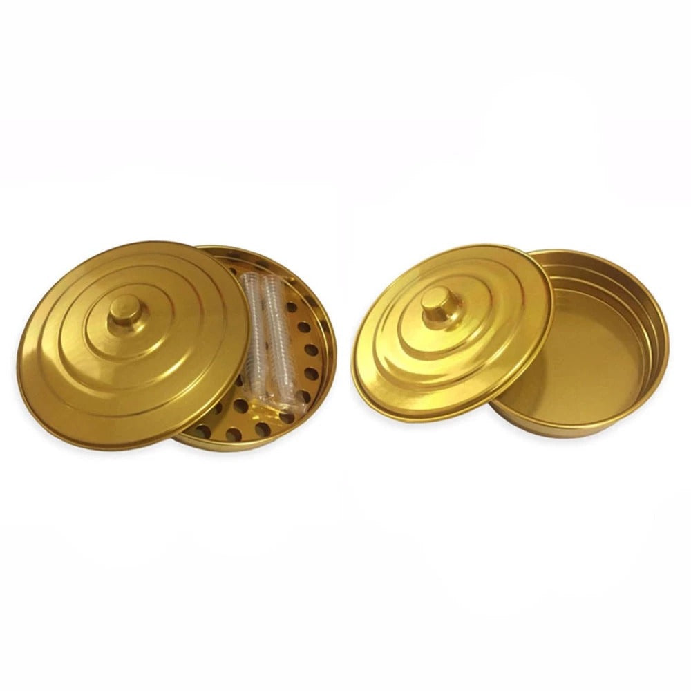 Kit Com 2 Bandejas Douradas + Cálices + Bandeja para Pães Santa Ceia