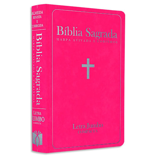 Bíblia Sagrada com Harpa Avivada e Corinhos | ARC | Letra Jumbo | Capa Semiflexível Pink