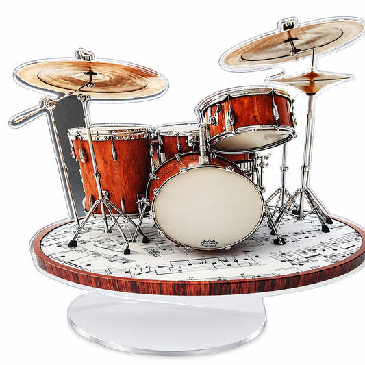 PLACA DECORATIVA INSTRUMENTO BATERIA MUSICAL EM ESTILO PLANO 2D