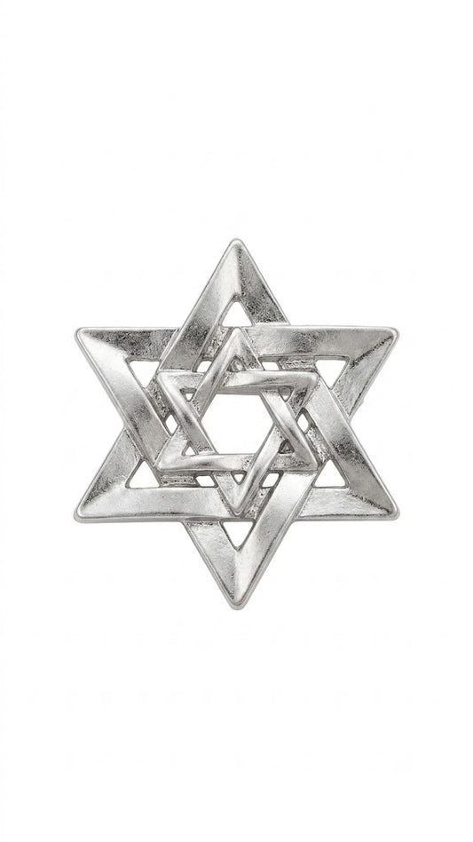 BROCHE ESTRELA DE DAVID INTERLIGADA PRATEADO