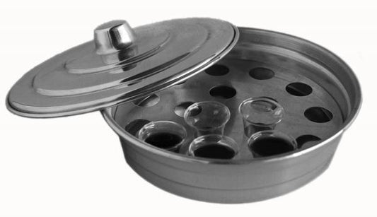 Small silver aluminum tray for Holy Communion with 15 chalices