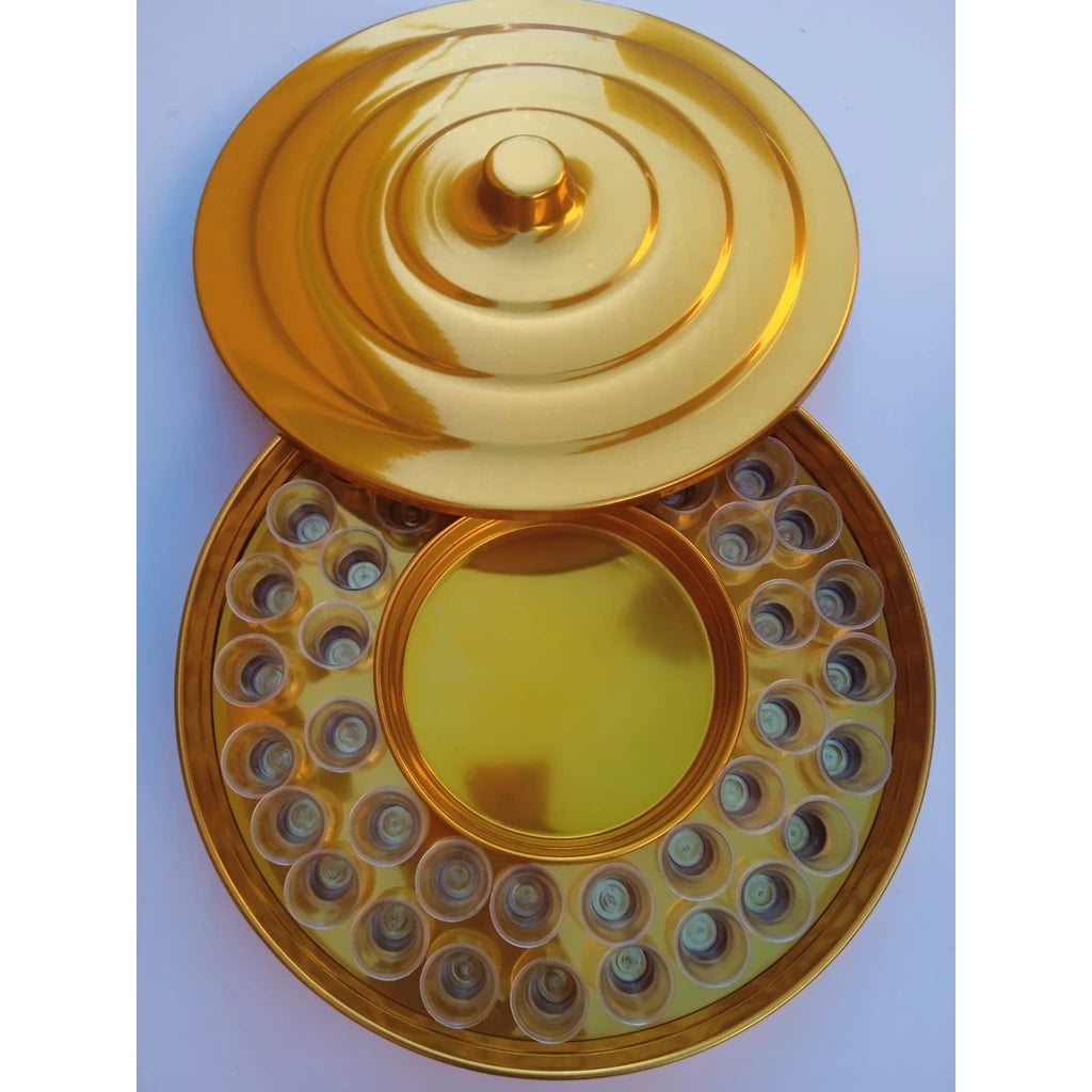 BANDEJA COMPOSTA DOURADA COM ESPAÇO PÃO + 40 CÁLICES