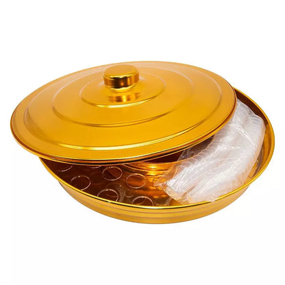 BANDEJA COMPOSTA DOURADA COM ESPAÇO PÃO + 40 CÁLICES