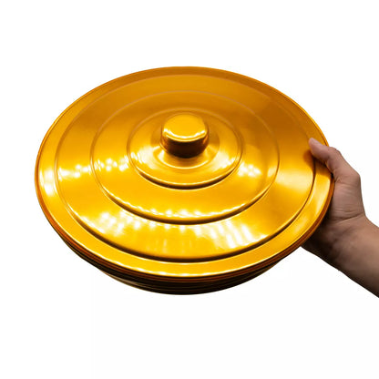 BANDEJA GRANDE DE ALUMÍNIO DOURADA PARA CEIA +56 CÁLICES