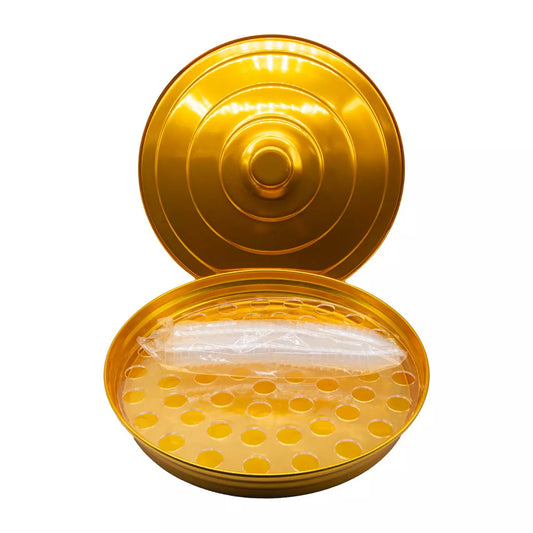 BANDEJA MEDIA DE ALUMÍNIO DOURADA PARA CEIA +34CÁLICES