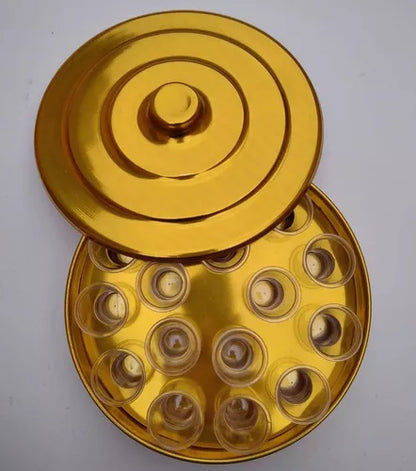 BANDEJA PEQUENA DE ALUMÍNIO DOURADO PARA CEIA +16 CÁLICES