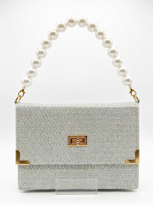 BÍBLIA TIPO BOLSA GLITTER PRECIOSA - PRATA