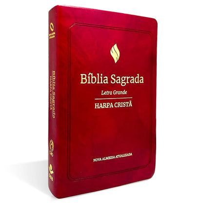 BÍBLIA SAGRADA NAA COM HARPA CRISTÃ LUXO VINHO